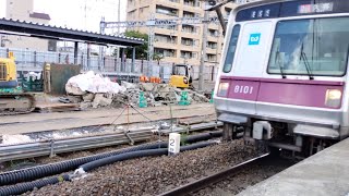 東武伊勢崎線「春日部駅」に到着する東京メトロ8000系「8101F」の急行「久喜」行