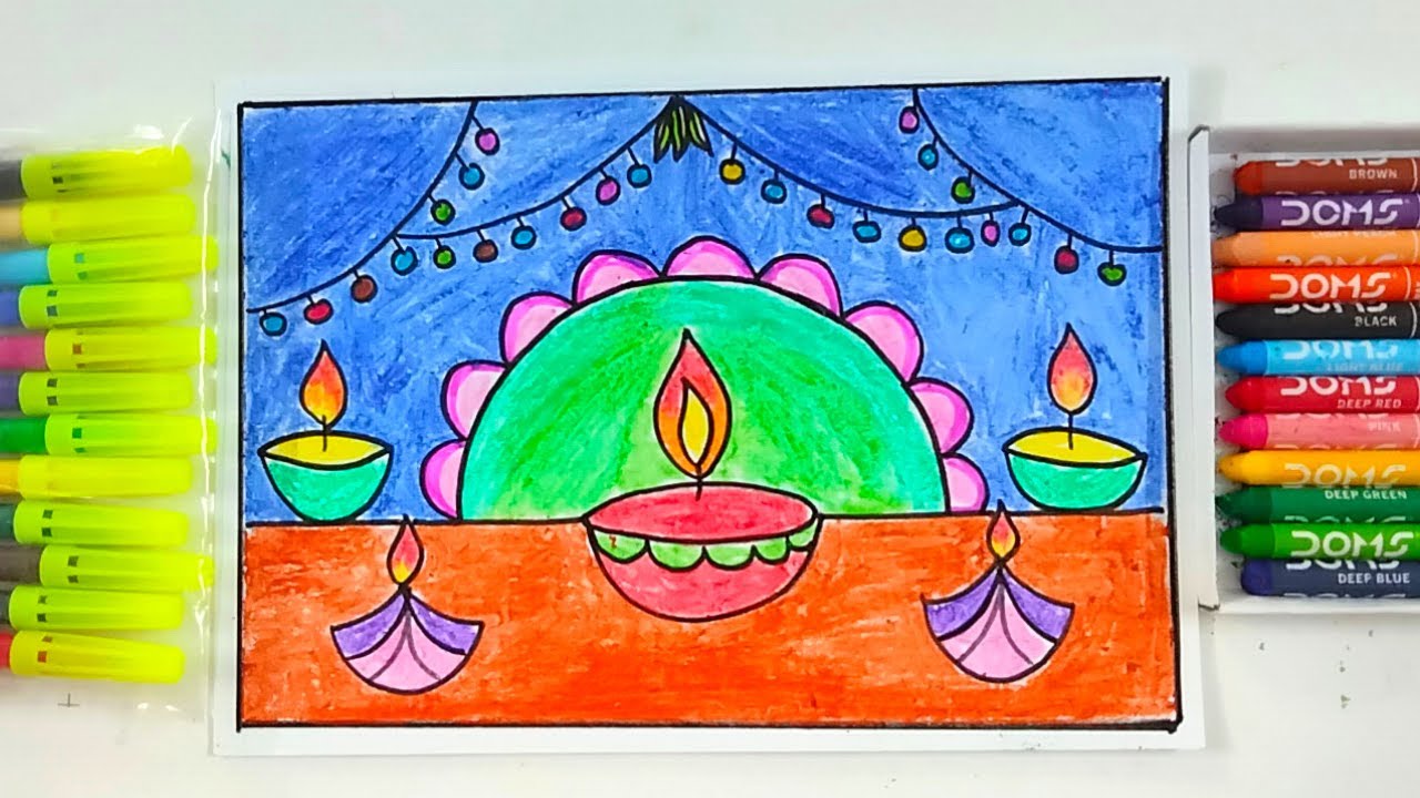 Diwali Drawing For Kids | Diwali 2021 | Deepavali Drawing | Diwali Easy ...