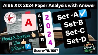 AIBE XIX SET A Paper Analysis with Answer | AIBE 19 ,2024