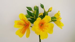 How To Make Cochlospermum Religiosum Flower Tree From Crepe Paper - Craft Tutorial