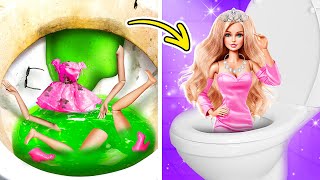 Doll is ruined in toilet!! 💇‍♀️💔😭 From ugly broke to beautiful rich Barbie extreme makeover