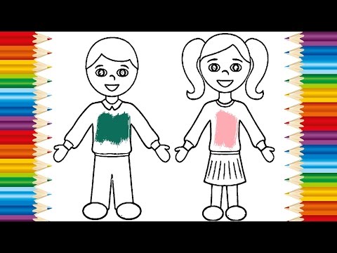 Art Video For Kids Drawing Boy And Girl Teach Coloring Page Babys
