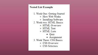 9.1 HTML Assignment on Lists