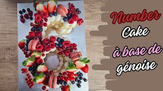 RECETTE : Number cake à base de génoise, crème mascarpone chantilly, garniture fruits rouges