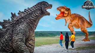 Lost In T-rex Ranch All Parts | Jurassic Park Fan Made Short Film| Godzilla vs T rex Fight | MsSandy