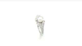 Silverona 1.18CTW Lambent Pearl \u0026 Cubic Zircon .925 Sterling Silver Ring