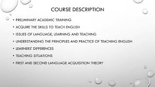 Didactics TEFL Course 1: An Introduction