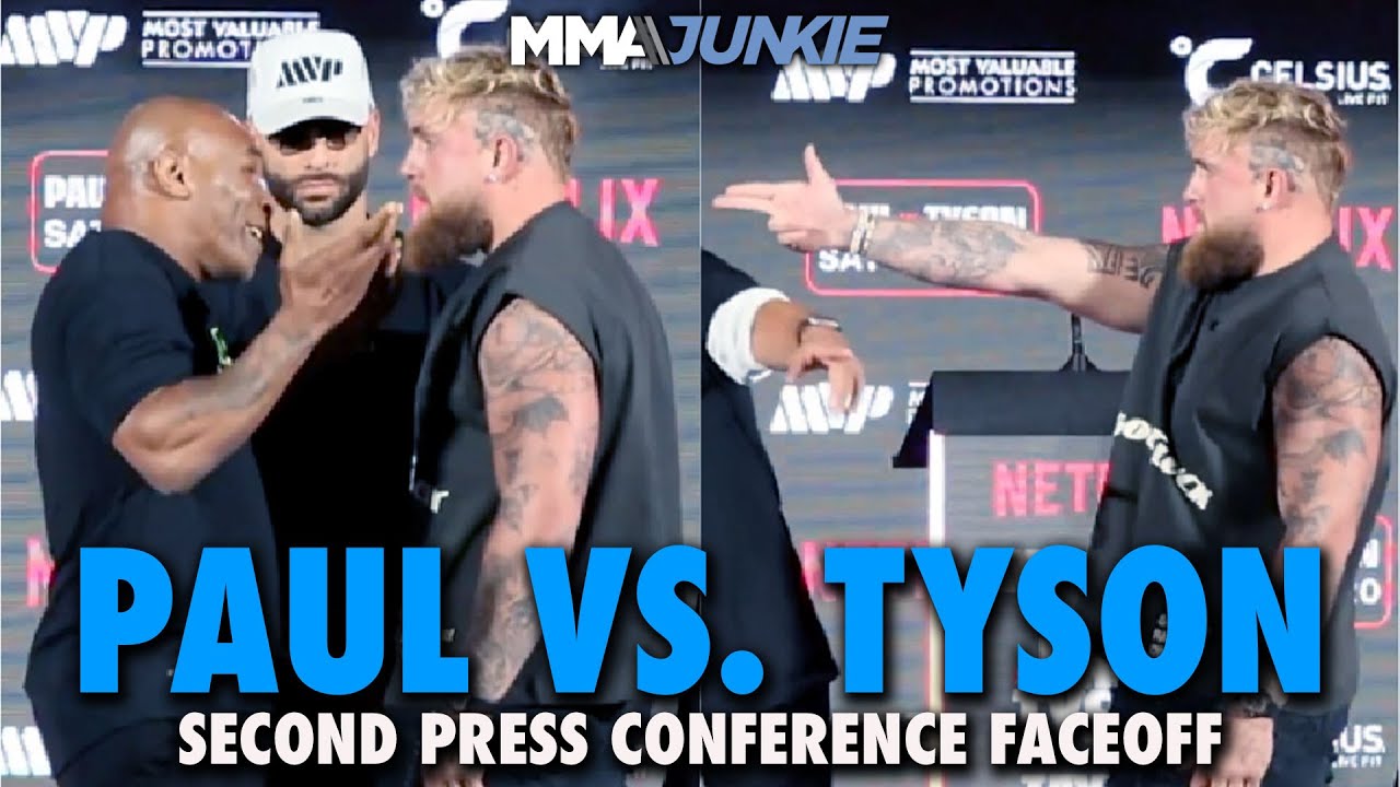 Jake Paul Taunts Mike Tyson In Second Press Conference Faceoff In Texas ...