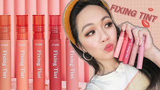 MASKPROOF TINT?!😷 Etude House Fixing Tint Full Swatches \u0026 Review