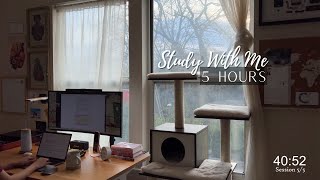 STUDY WITH ME UNTIL SUNRISE 5 HOURS | Calm Piano Music | 50/10 Pomodoro| Hara Studies