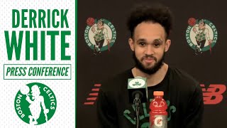 Derrick White on Having Baby During Heat Series | Celtics Shootaround