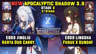 E0 Jingliu Carry W/ Herta \u0026 E0 Lingsha Carry (3 Stars) NEW Apocalyptic Shadow 3 Honkai Star Rail 3.0