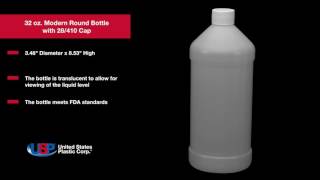 32 oz. Modern Round Bottle with 28/410 Cap | U.S. PLASTIC CORPORATION®