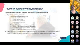 Työkykyhankkeen Kohtaamo 16.9.2022: Tuusulan työllisyyspalvelut