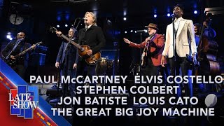 "Jump Up / Hello Goodbye" Paul McCartney, Elvis Costello, Jon Batiste, Louis Cato & Stephen Colbert