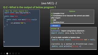 Java MCQ-2 Java static based question answer - 2