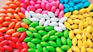 Satisfying ASMR l Magic Bathtubs with Rainbow Kinetic Sand M&M's & Skittles Candy Mixing Cutting #1