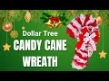 Dollar Tree Candy Cane Wreath Tutorial Deco Mesh Wreath Includes Bow Tutorial Christmas Wreath DIY