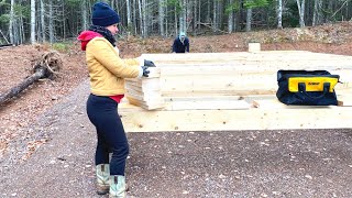 DIY Cabin BUILD From Start To Finish - Framing the Floor | Rim Joists | Bridging