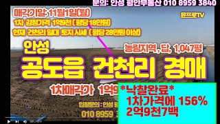 *매각완료 21,11.01 낙찰 2억9천7백, 안성시 공도읍 건천리 토지(농지)1,047평 경매-1차매각(1억9천)-평당18만원시세차익 평당 10만원