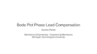 Bode Plot Phase Lead Compensation