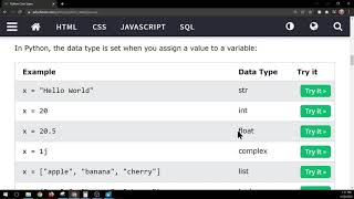 W3schools Python Data Types - Part 1