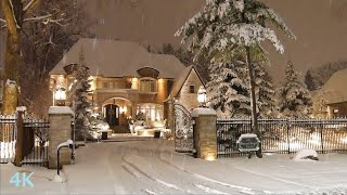 Winter Cozy Snowfall and Beautiful Homes in Enchanted Forest Christmas relaxing Snow sound