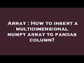 Array : How to insert a multidimensional numpy array to pandas column?
