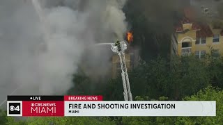 Massive fire at Miami apartment, person found shot on third floor | Special Repo