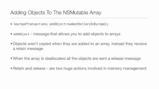 Objective-C Tutorial - Lesson 23: Part 1: Array Objects & the NSMutable Array
