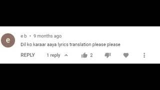 Dil ko karaar Aaya lyrics and english translation