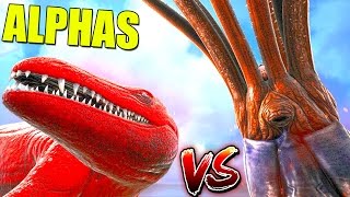 KRAKEN ALPHA vs MOSASAURUS ALPHA !!! Ark survival evolved dino batallas | battle tusoteuthis