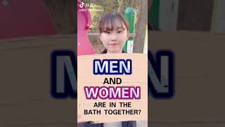 Men and women are in the bath together?!