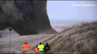 Detonation Of A WW2 Sea Mine On The Beach