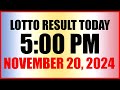 Lotto Result Today 5pm November 20, 2024 Swertres Ez2 Pcso