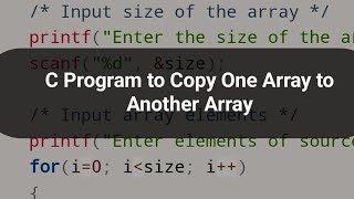 C program to copy one array to another array #codingtutorial