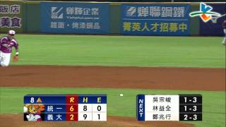 20131012 CPBL 獅VS犀牛 8上 陳凱倫NICE PLAY! 接球流暢不lag 刺殺高志綱 (阿基師野手選擇回壘得分)