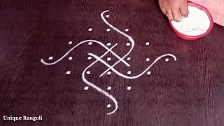 Latest kambi kolam with 7 dots | Easy neli kolam | Chikku muggu | 7 dots rangoli by Unique Rangoli