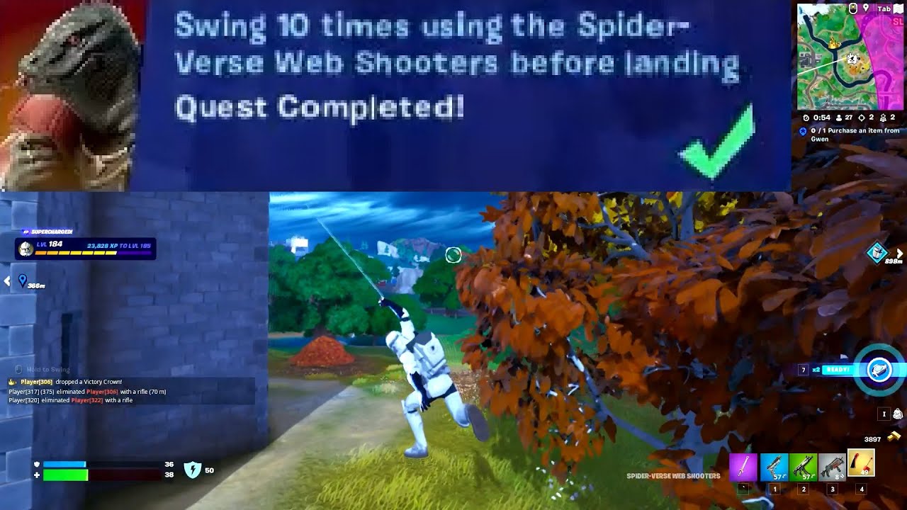 Swing 10 Times Using A Spider Verse Web Shooters Before Landing ...