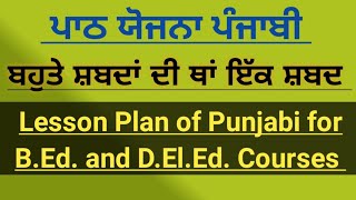 ਬਹੁਤੇ ਸ਼ਬਦਾਂ ਦੀ ਥਾਂ ਇੱਕ ਸ਼ਬਦ // ਪਾਠ ਯੋਜਨਾ ਪੰਜਾਬੀ // Lesson Plan of Punjabi