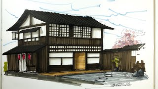 traditional japanese house sketch