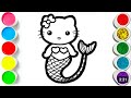 Beautiful Hello Kitty Mermaid Drawing, Painting & Coloring For Kids and Toddlers_ Child Art