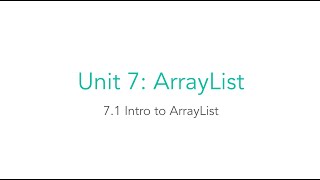 AP CSA 7.1 Introduction to ArrayList