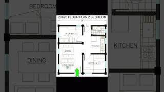 FLOOR PLAN 20X20 2-BEDROOM!Simple House Design, #architecture #home #shorts