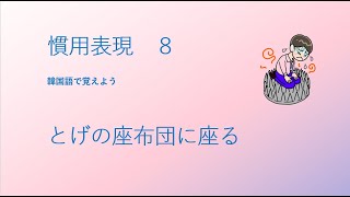 慣用表現 8 とげの座布団に座る【3091韓国語学習ワンポイントアドバイス】