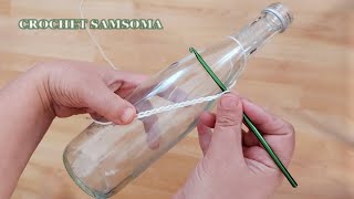 ماذا تظنون اني صنعت بهذه القنينة الزجاج مع فن الكروشيه ؟  Recycling a glass bottle With Crochet