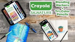 NEW Crayola Signature Tri-Color Pencils + Blending Markers || Crayola Product Demos || Pro Tips