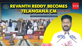 Revanth Reddy Becomes Telangana King: Moment When He Took Oath as Congress' 1st Telangana CM | Watch