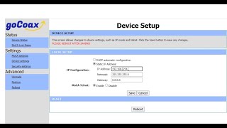 How to setup access to goCoax WF-803M MoCA 2.5 adapter web-based interface menu