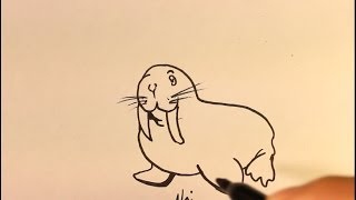 How To Draw Cartoon Walrus| Easy Step by Step Drawing Tutorial